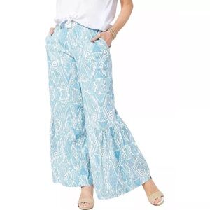 the Tolani Collection Women's Petite Pants Printed Palazzo with Blue XXS